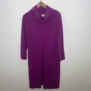 Tyler Boe Size Medium Purple Cozy Sweater Dress with Cowl Neckline and Pockets